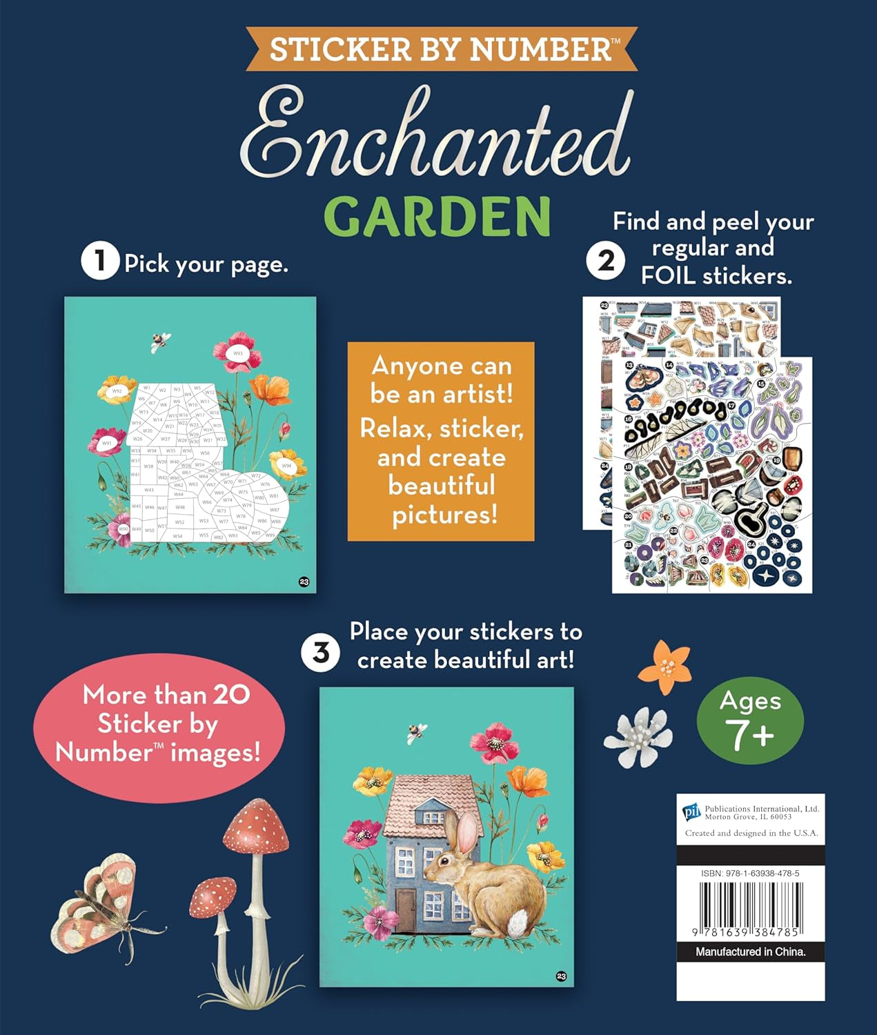 Brain Games - Sticker by Number: Enchanted Garden (24 Images to Sticker): Includes 2 Foil Sticker Sheets to Complete Each Image!