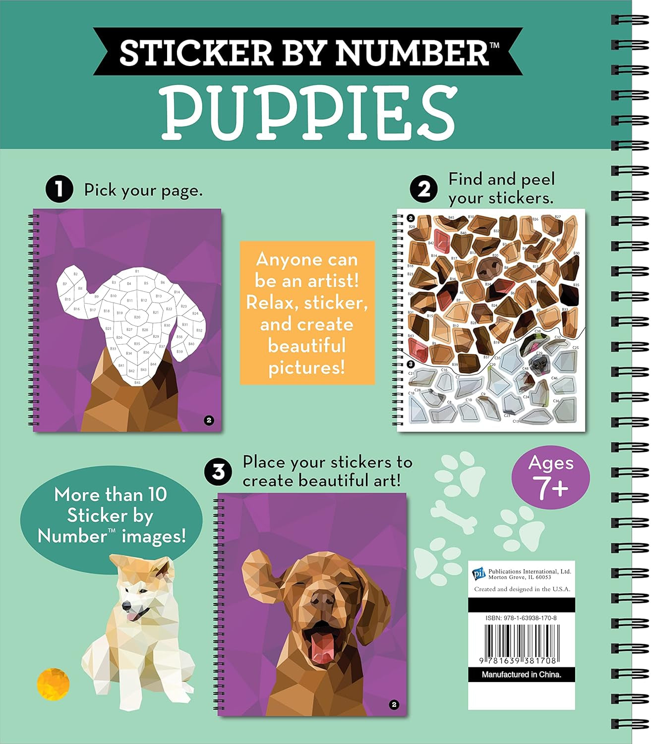 Brain Games - Sticker by Number: Puppies (14 Images to Sticker)