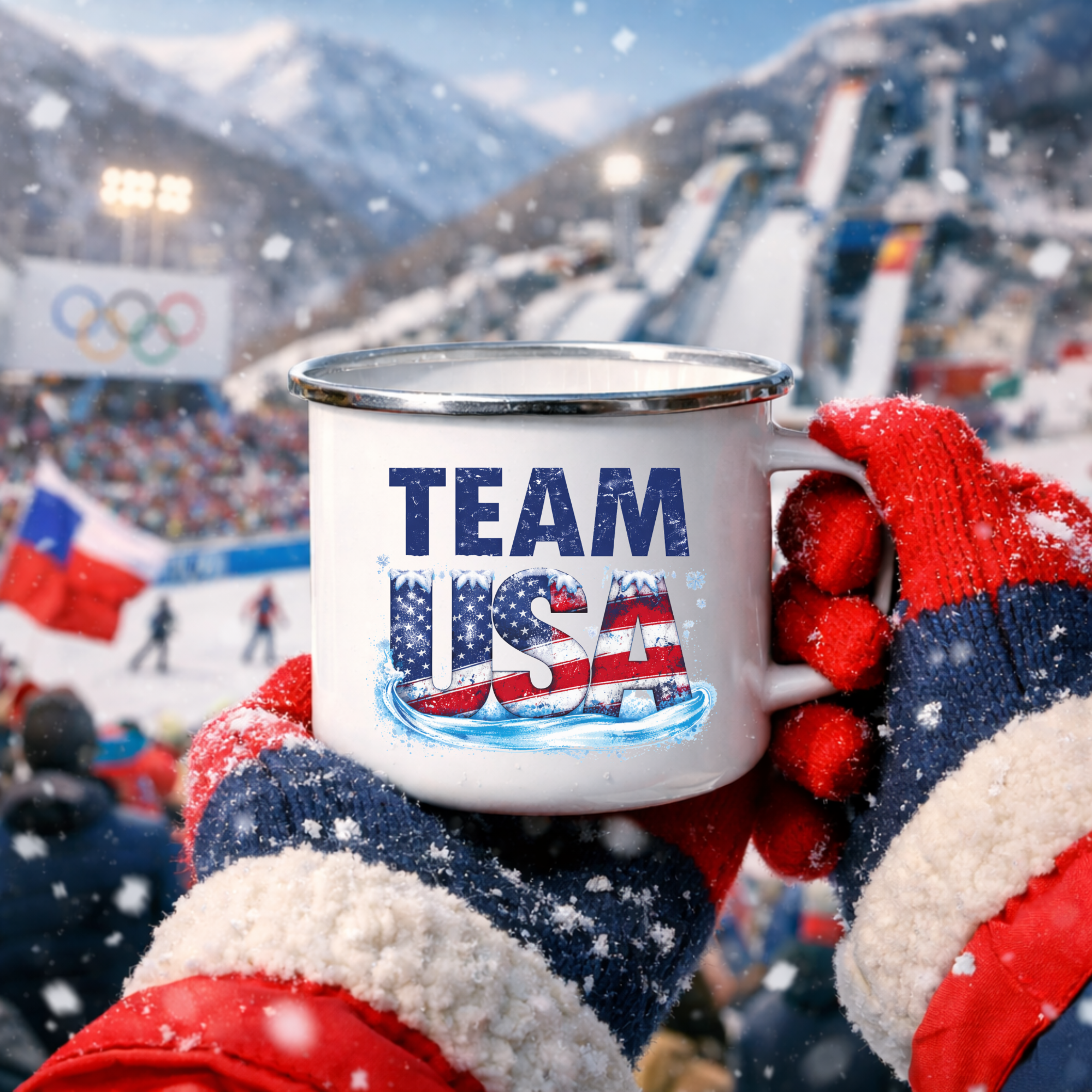 Team USA Winter Olympics 2026 Camping Mug, 12oz Steel Coffee Mug