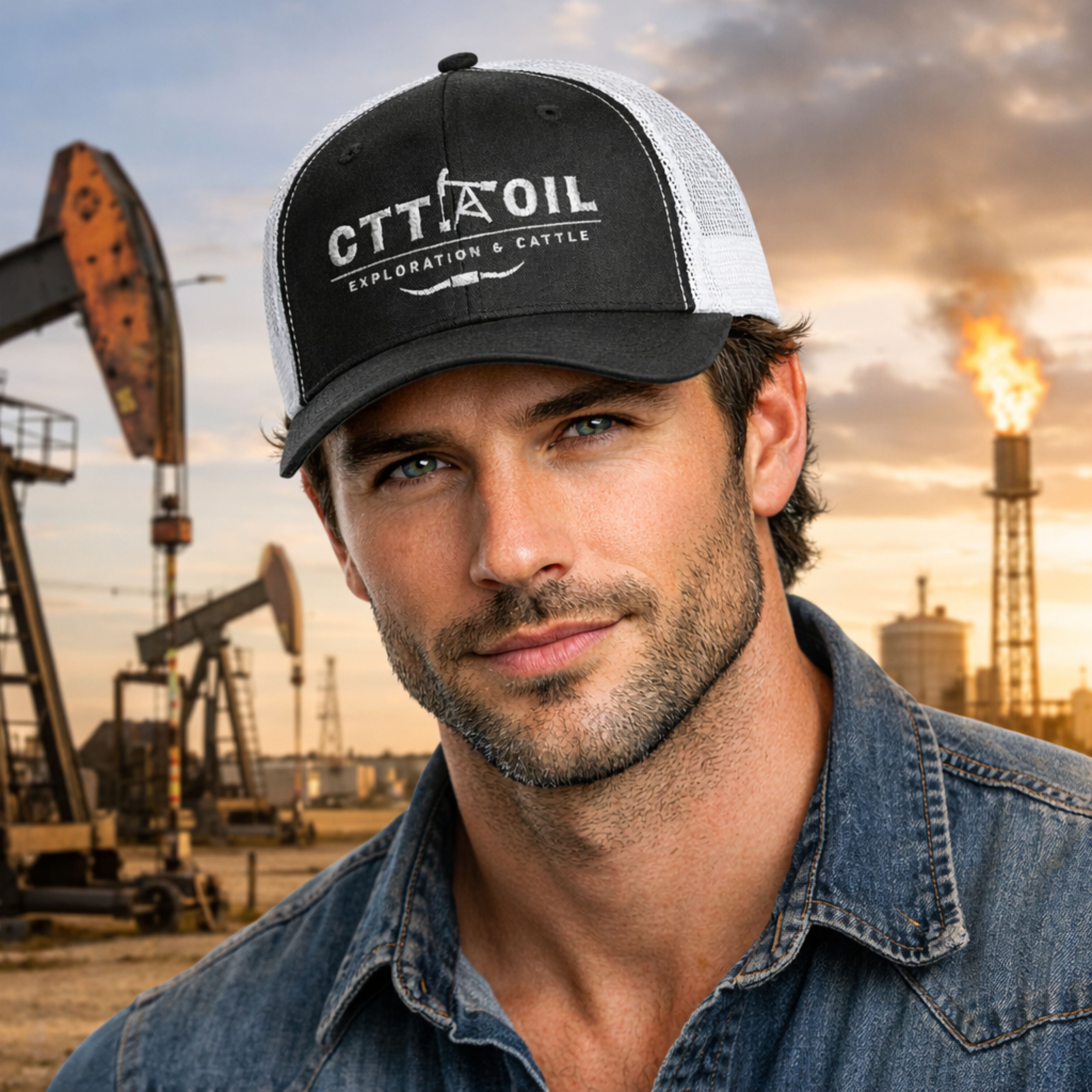 CTT Oil Exploration and Cattle Hat, Oilfield Trucker Cap