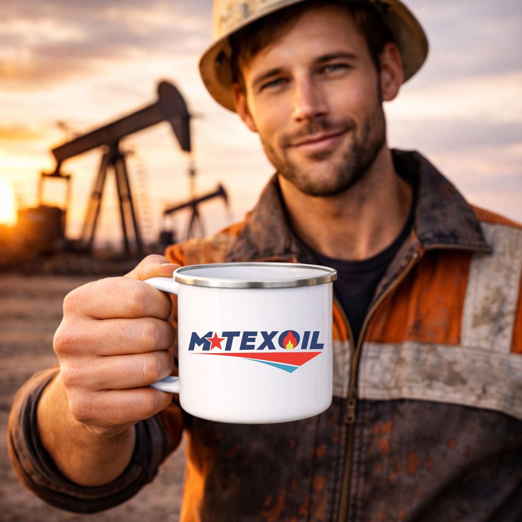 Mtex Oil Camping Mug, 12Oz Steel Enamel Coffee Cup