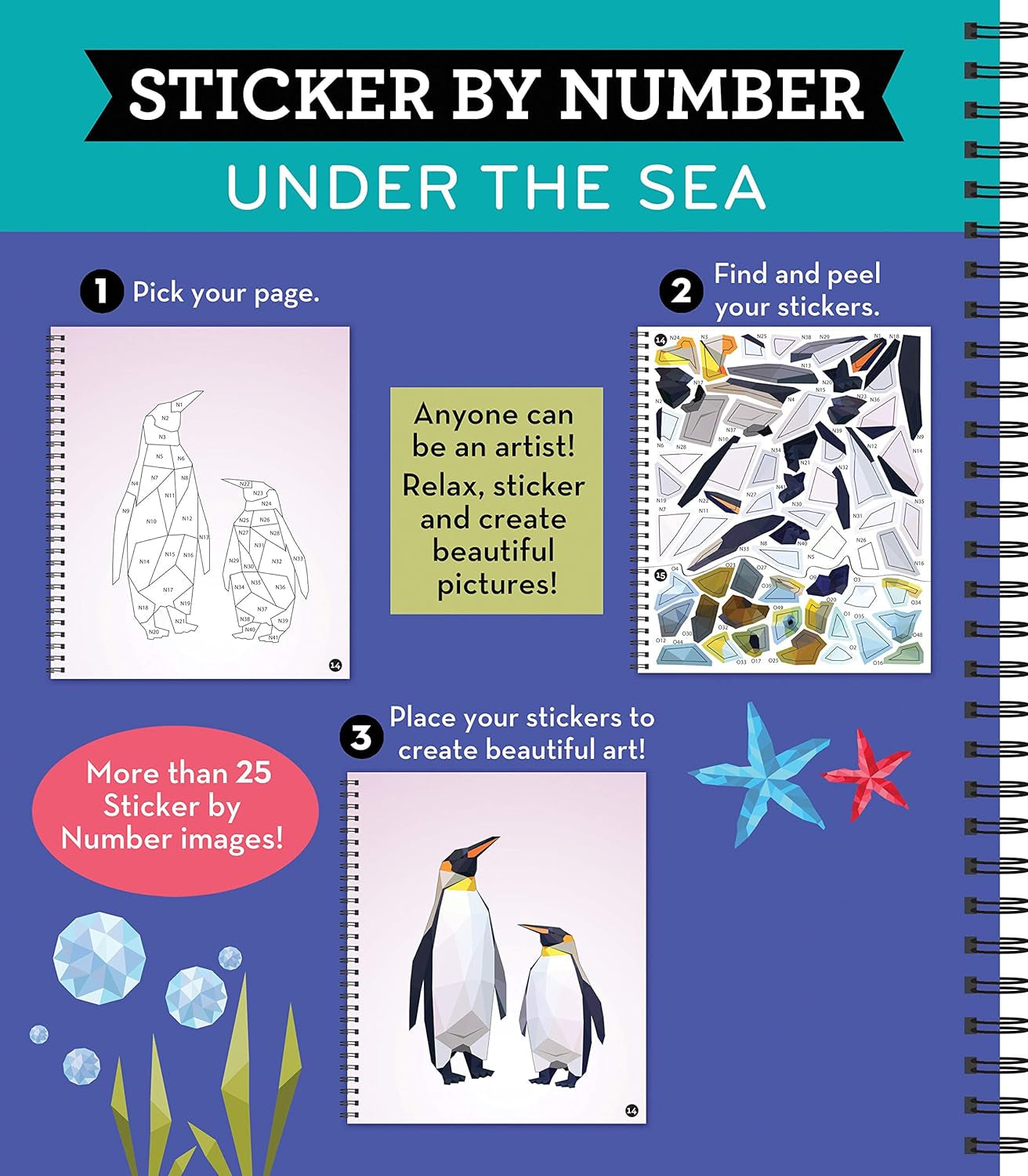 Brain Games - Sticker by Number: under the Sea (28 Images to Sticker)