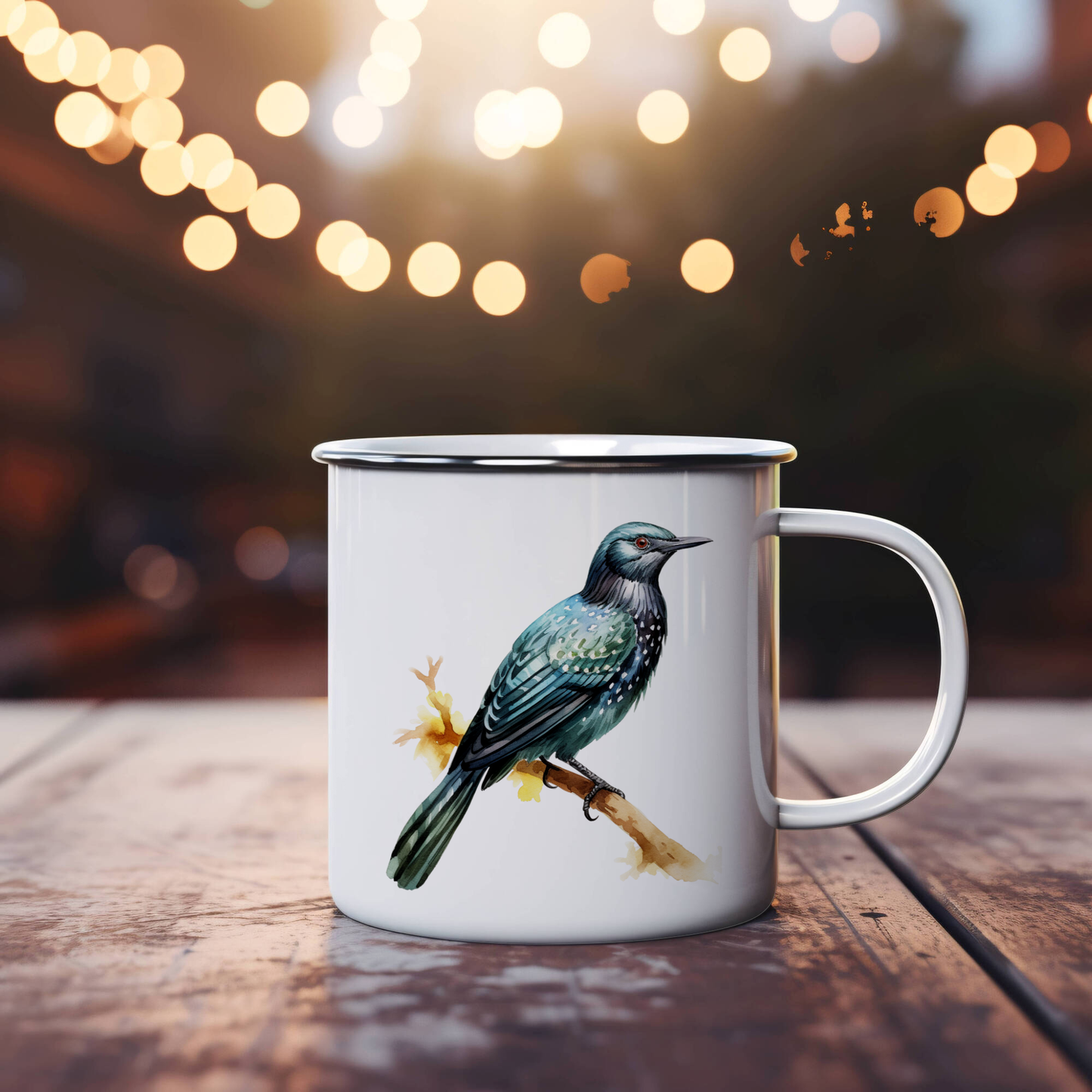 Bird Watching Mug, Asian Koel Song Bird Camping Mug, 12oz Camping Mug, White Stainless Steel Cup with Handle