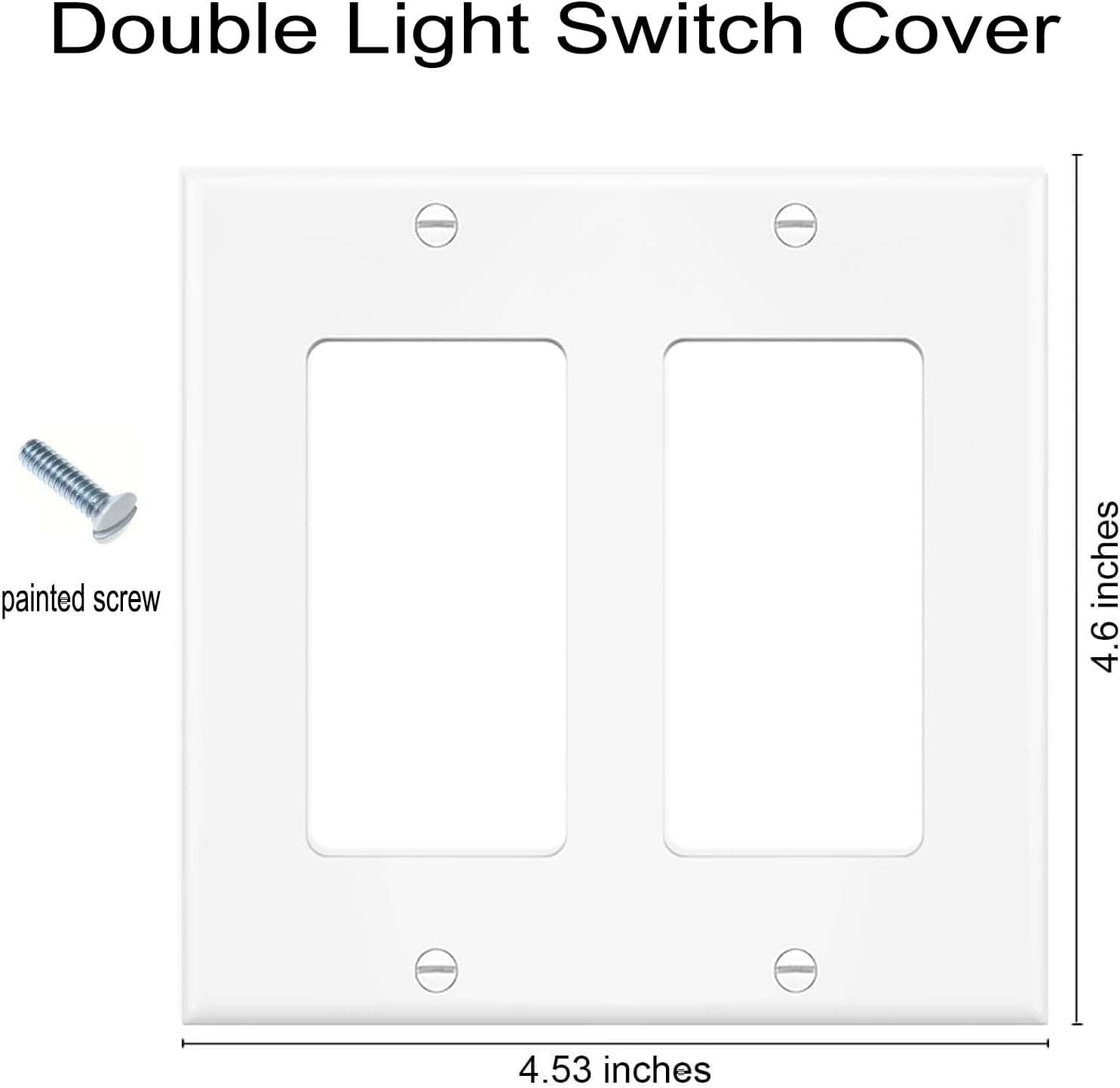 Decorator Wall Plates 2-Gang Switch Outlet Electrical Cover Plate Unbreakable Thermoplastic Faceplate for Light Receptacle Outlet Switch, White (4 Pack)