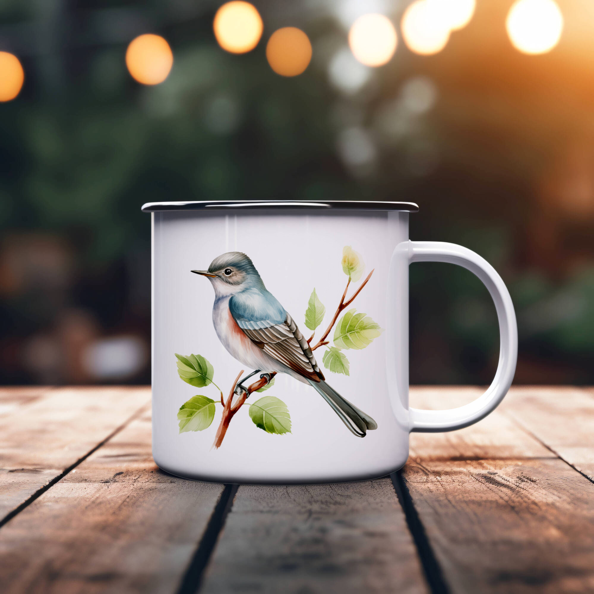 Bird Watching Mug, Alder Flycatcher Song Bird Camping Mug, 12oz Camping Mug, White Stainless Steel Cup with Handle