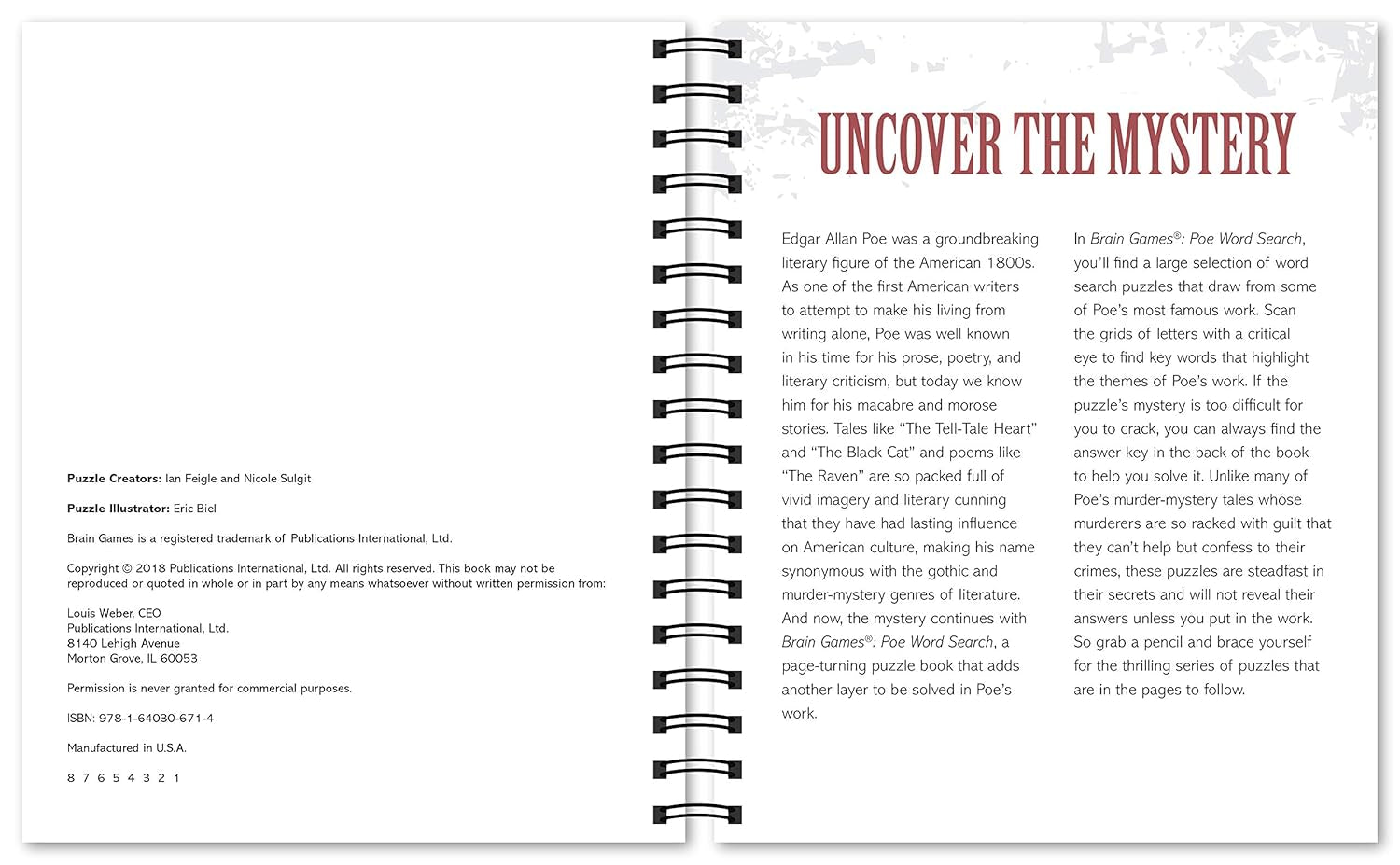 Brain Games - Poe Word Search: Find Answers in the Mysterious World of Edgar Allan Poe