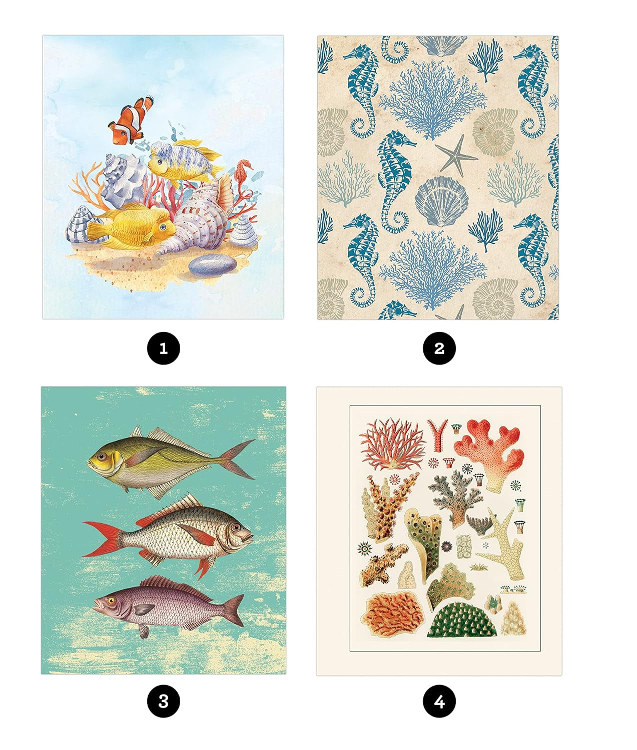 Brain Games - Sticker by Number - Vintage: Sea Life (28 Images to Sticker)