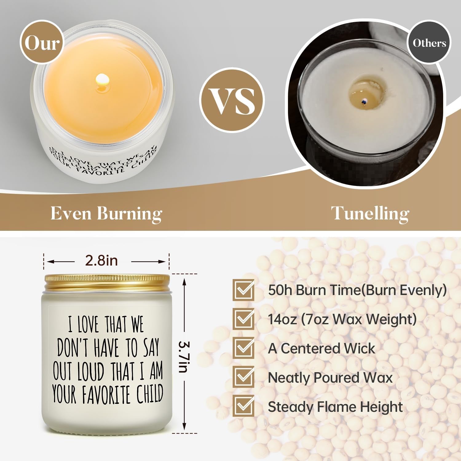 Mothers Day Gifts for Mom, Mom Birthday Gift from Daughter or Son, Funny Present for Grandma Nana Dad, Favorite Child Candle, Sentimental Fathers Day & Christmas Presents, Lavender Scented Candle