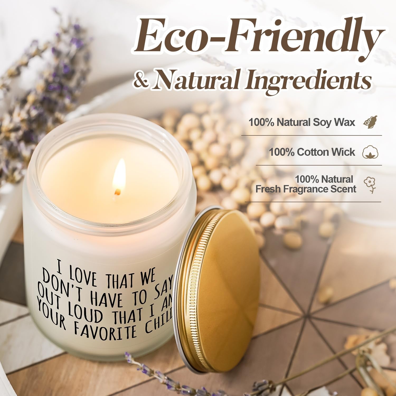 Mothers Day Gifts for Mom, Mom Birthday Gift from Daughter or Son, Funny Present for Grandma Nana Dad, Favorite Child Candle, Sentimental Fathers Day & Christmas Presents, Lavender Scented Candle