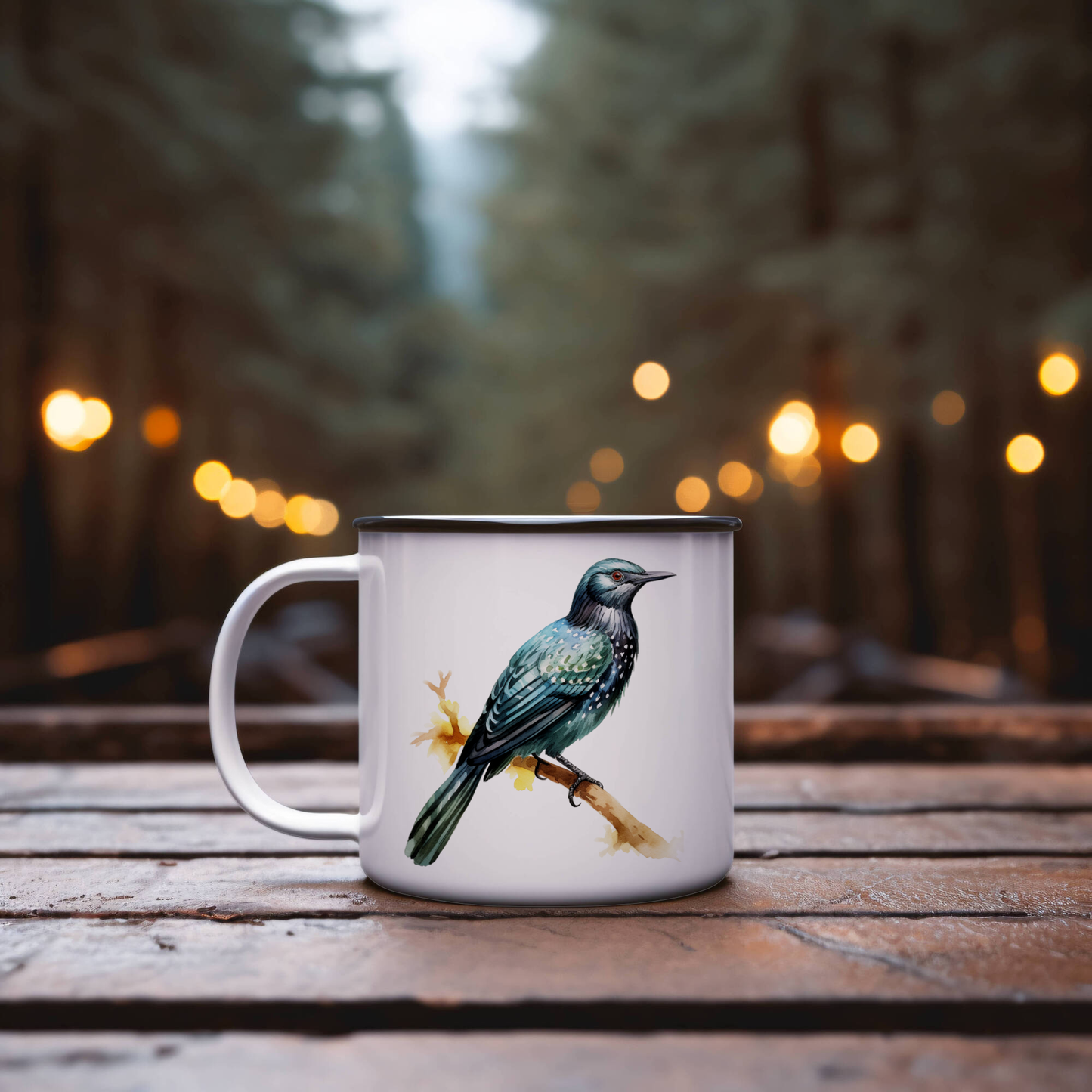 Bird Watching Mug, Asian Koel Song Bird Camping Mug, 12oz Camping Mug, White Stainless Steel Cup with Handle