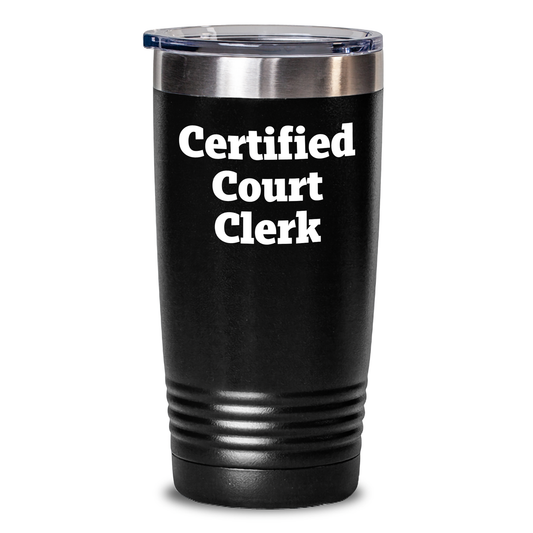 Certified Court Clerk Gifts from Men, Unique Father's Day Court Clerk Tumbler, Funny Quote 'You're a Real Court Clerk', 20oz or 30oz Vacuum-Insulated Stainless Steel Tumbler - Main