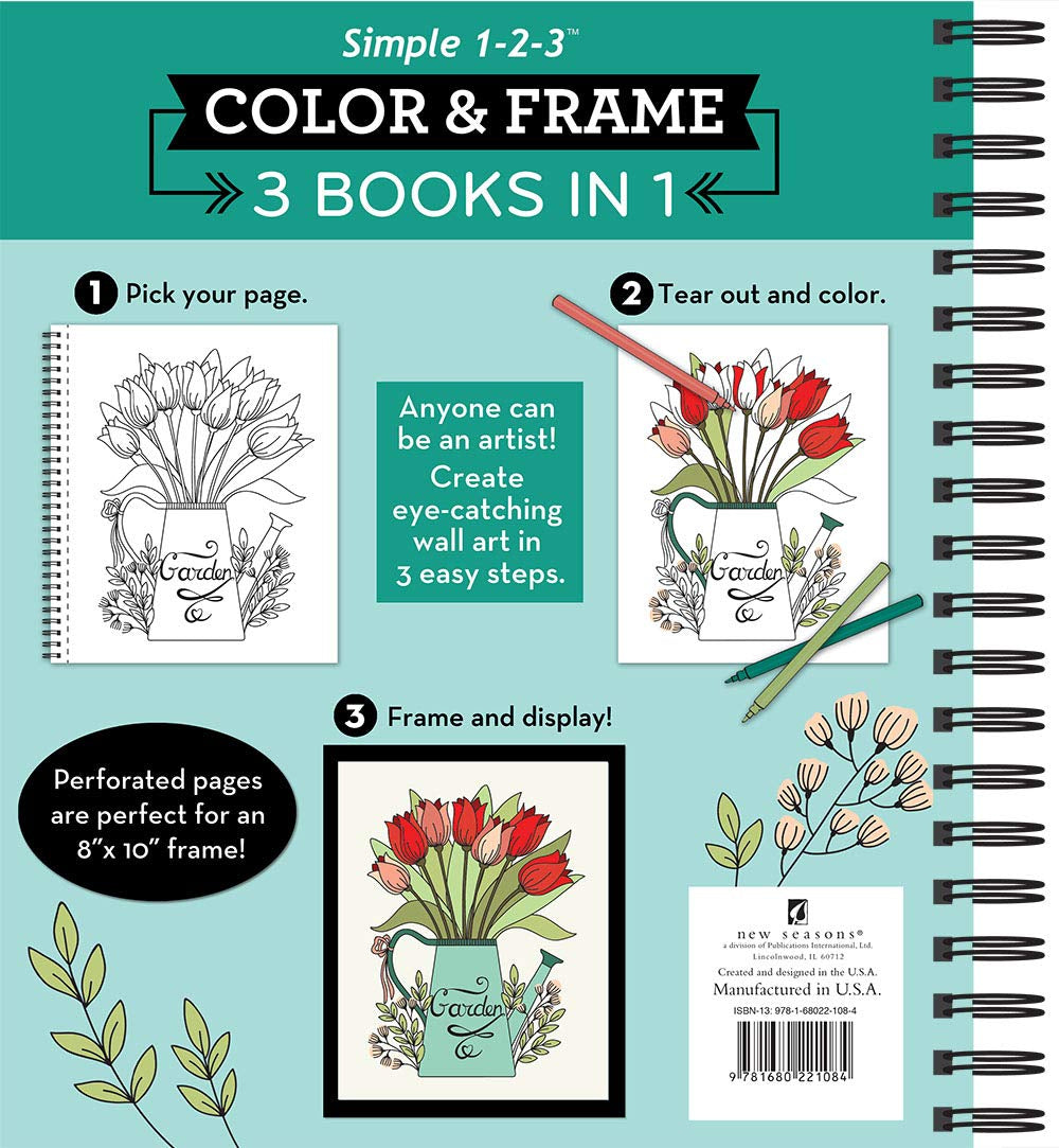Color & Frame - 3 Books in 1 - Nature, Country, Patchwork (Adult Coloring Book)