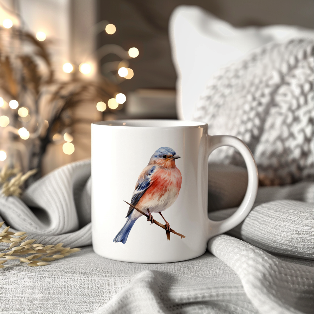 Bird Watching Mug, Linnet Song Bird Mug, 11oz or 15oz White Ceramic Coffee Mug Gift for Bird Watchers