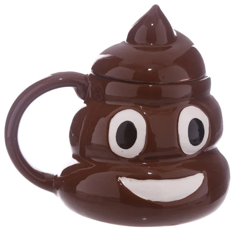 Funny Poop Coffee Mug with Lid – 16oz Novelty Ceramic Coffee Cup