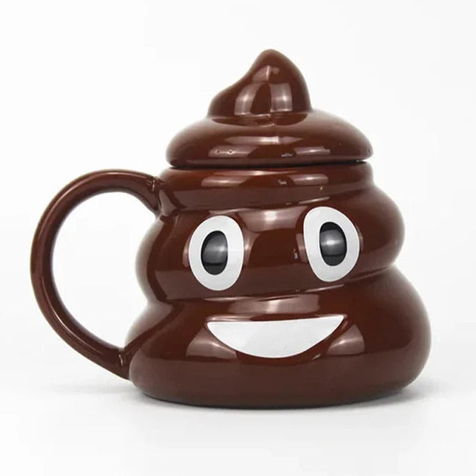 Funny Poop Coffee Mug with Lid – 16oz Novelty Ceramic Coffee Cup