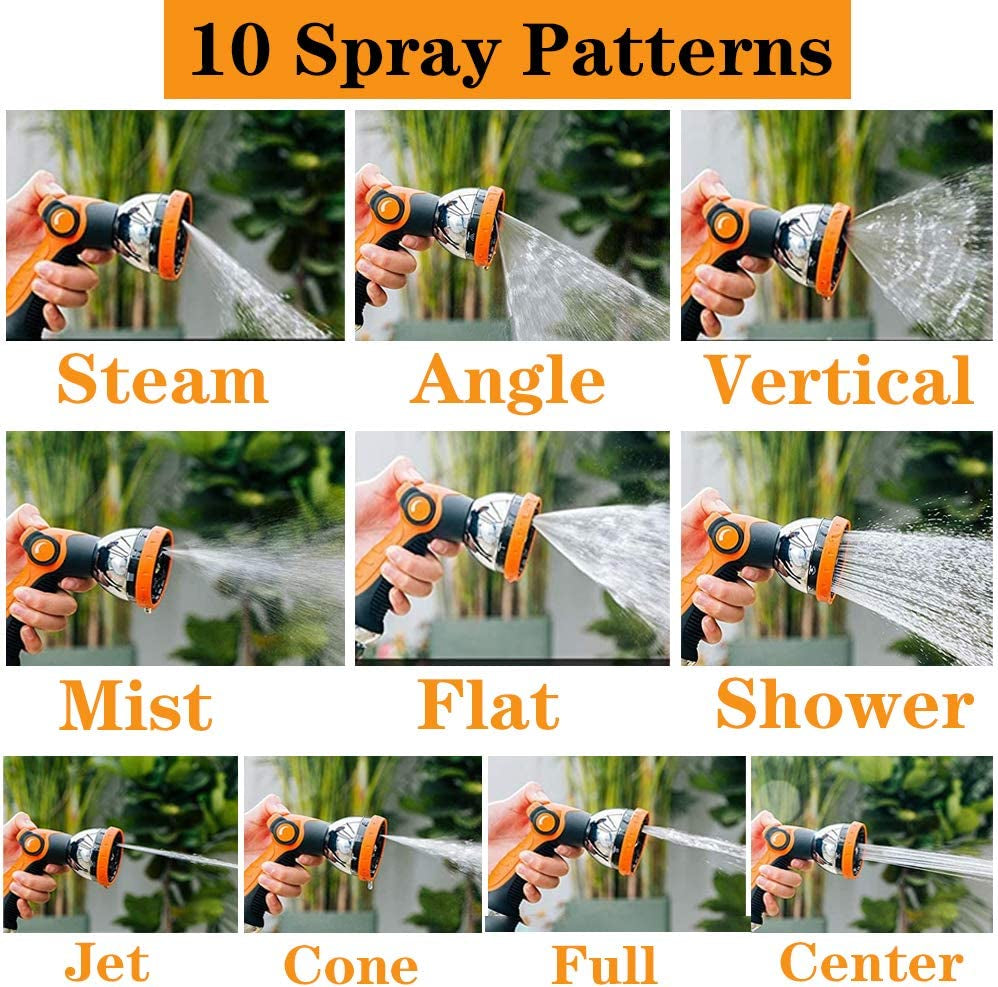 Garden Hose Spray Nozzle,10 Hose Metal Duty Watering Patterns Thumb Control on off Valve, High Pressure Nozzle Sprayer for Plants, Car Wash,Cleaning,Showering Pets
