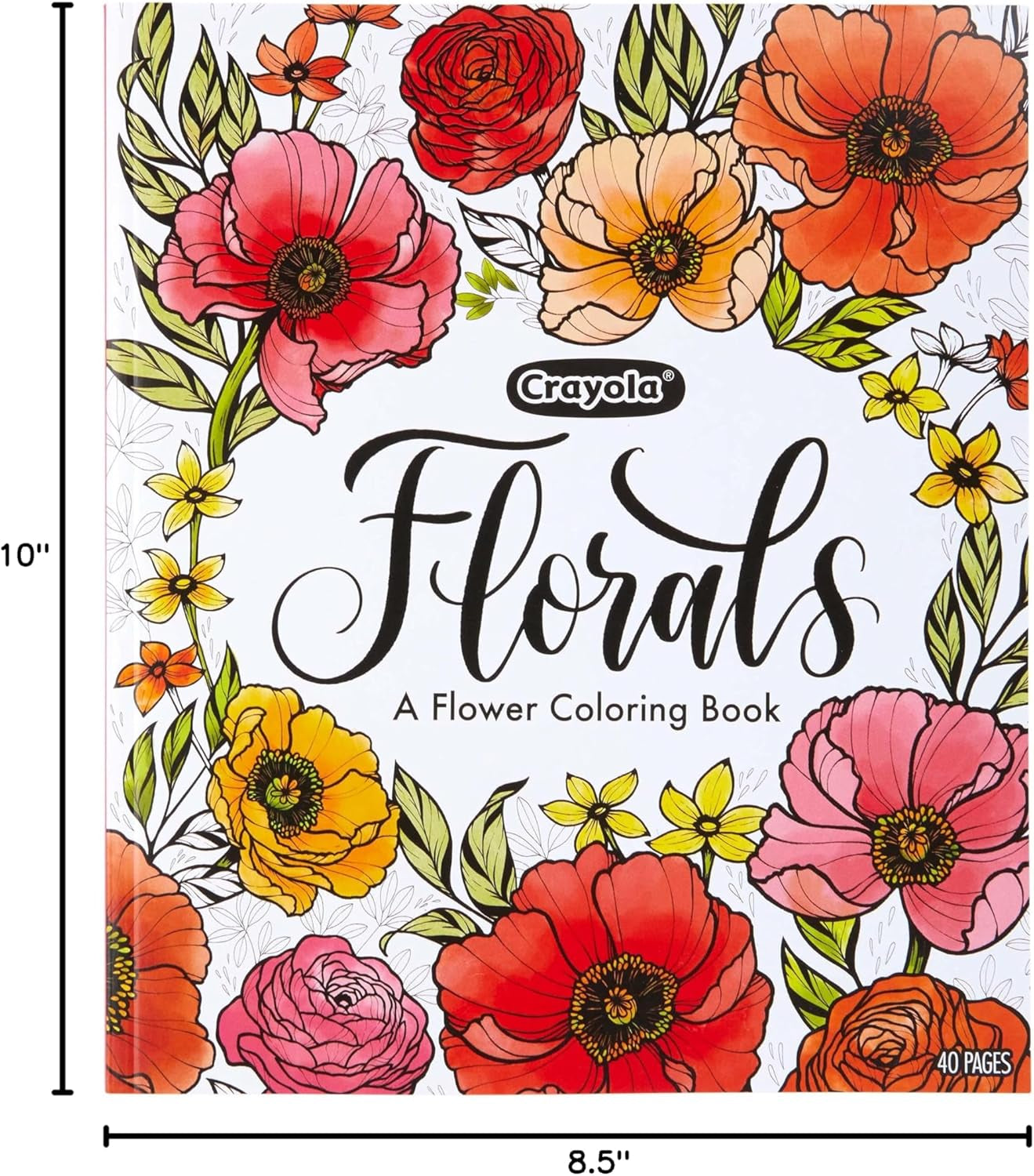 Floral Adult Coloring Book (40Pgs), Flower Adult Coloring Pages, Stress Relief Activity, Mindfulness Gift for Teens & Adults, 9+