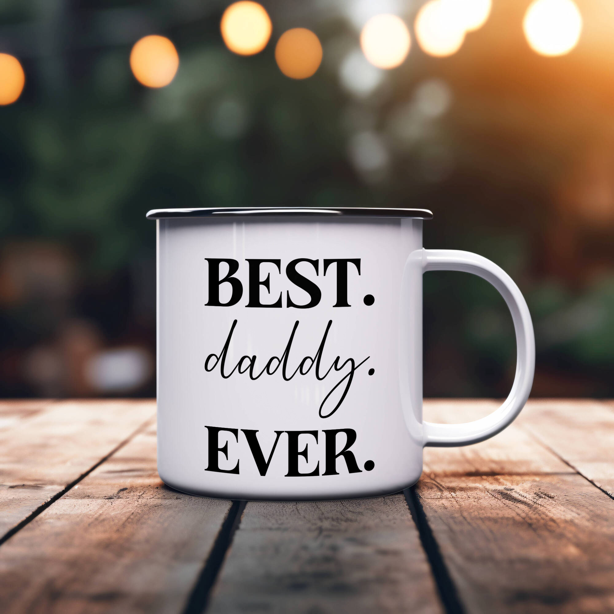 Best daddy Ever Coffee Mug, daddy Superlative 12oz White Enamel Camping Mug, Stainless Steel Mug Gift for daddy