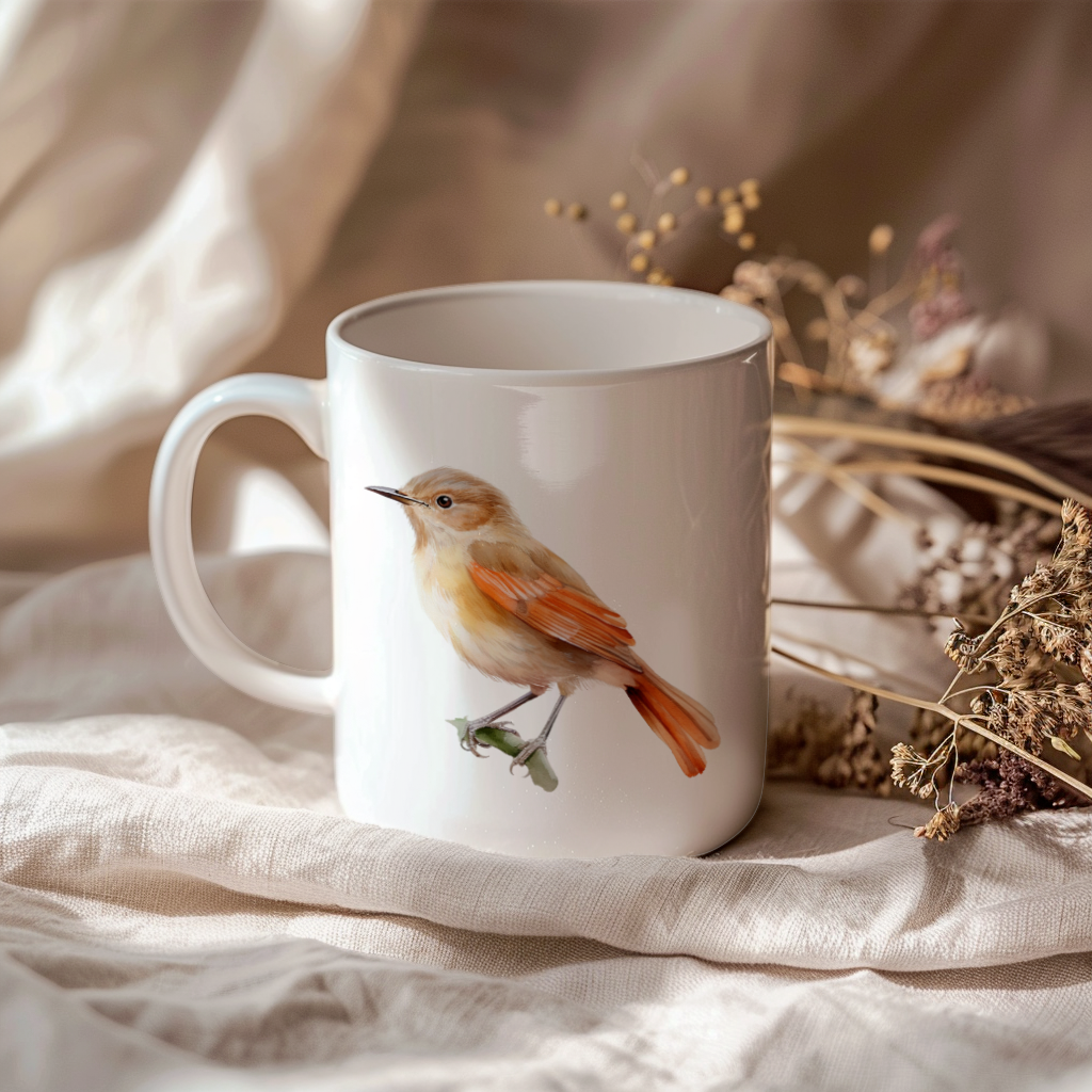 Bird Watching Mug, Rufous Hornero Song Bird Mug, 11oz or 15oz White Ceramic Coffee Mug Gift for Bird Watchers