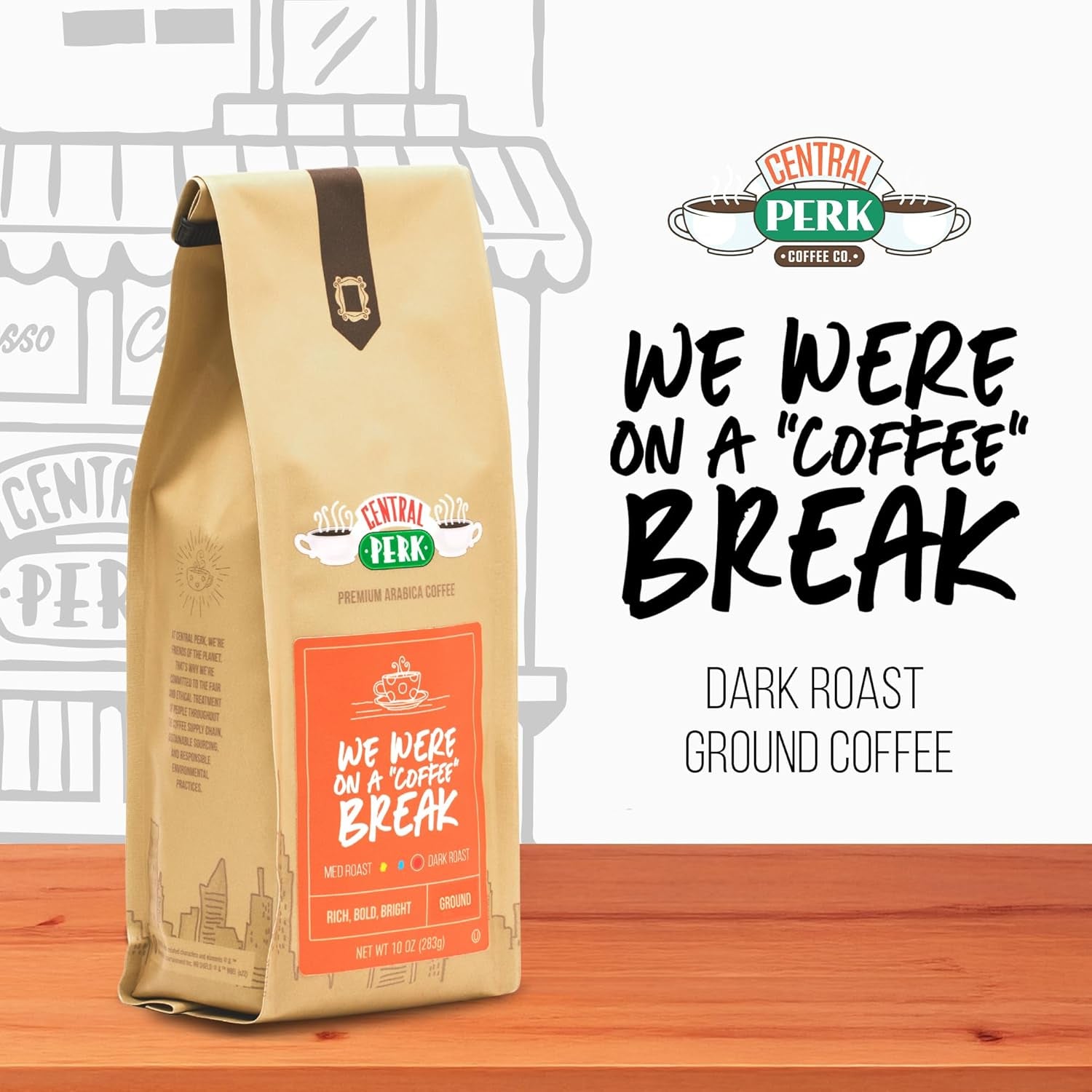 We Were on a Coffee Break Dark Roast Ground Coffee - Bold 100% Arabica Blend with Nutty, Smoky, Dark Chocolate & Caramel Flavors, 10Oz Bag