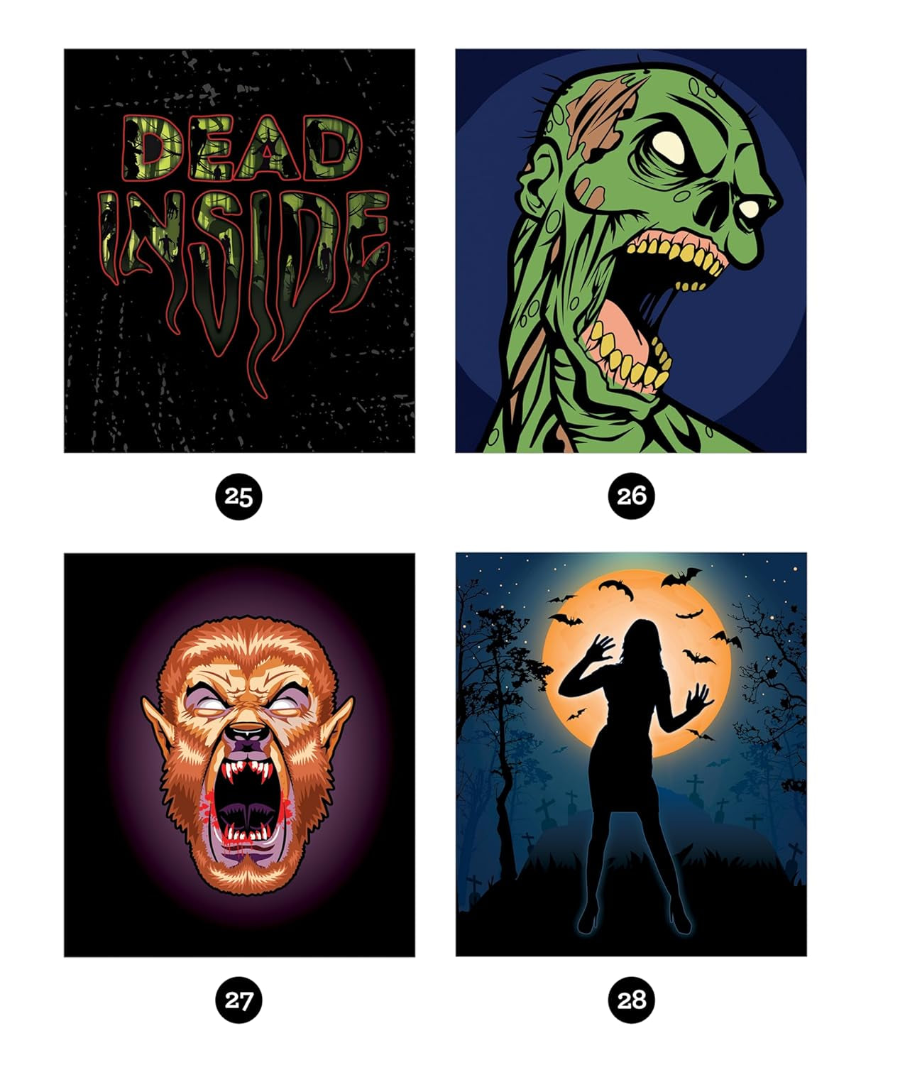 Brain Games - Sticker by Number: Horror (28 Images to Sticker)