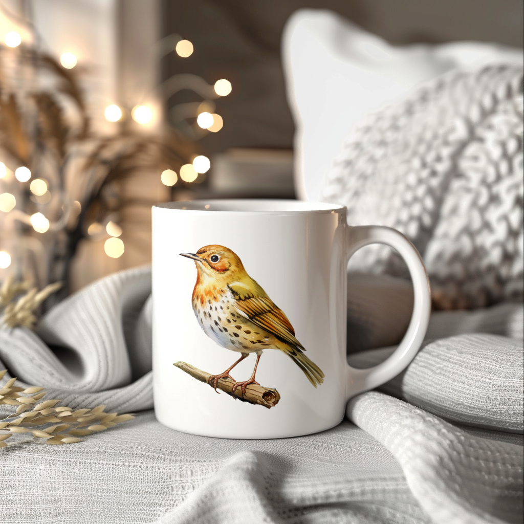 Bird Watching Mug, Ovenbird Song Bird Mug, 11oz or 15oz White Ceramic Coffee Mug Gift for Bird Watchers