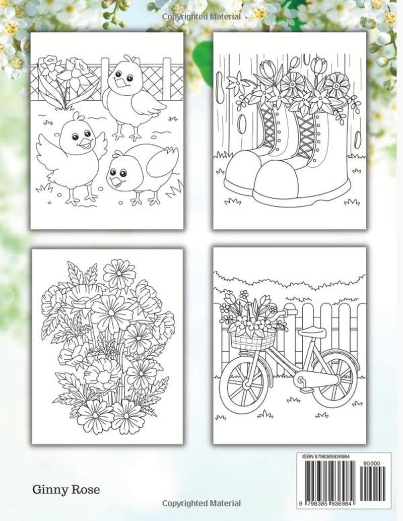 Spring Large Print Adult Coloring Book: 60 Beautifully Prepared Spring Themed Coloring Pages for Adults and Seniors - Simple, Easy and Fun Spring ... Stress Relief and Relaxation (Four Seasons)