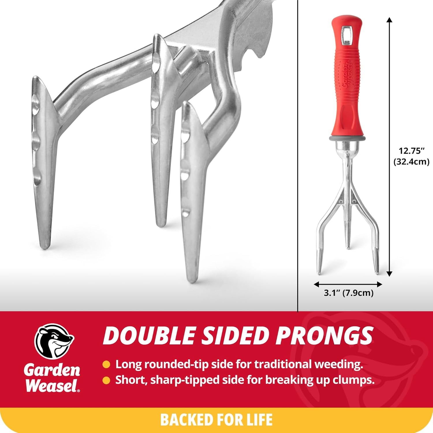 Garden Weasel Double-Sided Garden Cultivator/Tiller | Cultivate, Till, Break up Soil | Planting and Gardening Hand Digging Tool, Heavy Duty Cultivator, Hand Tool Weeder | 91367