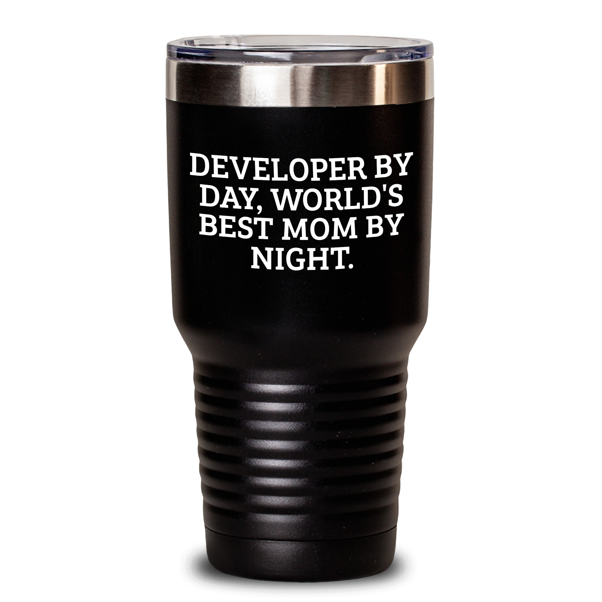 Developer Gifts by Friends - Funny Quote Tumbler for Father's Day - 'Developer By Day, World's Best Mom By Night.' - 20oz/30oz Vacuum Insulated Stainless Steel Tumbler - Main