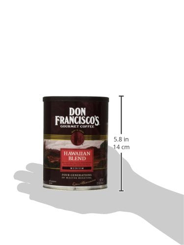 Don Francisco's Premium Hawaiian Blend Ground Coffee, 10% Hawaiian, Rich Flavor, Floral Aroma, Fruity Notes, 12 oz Recyclable Can