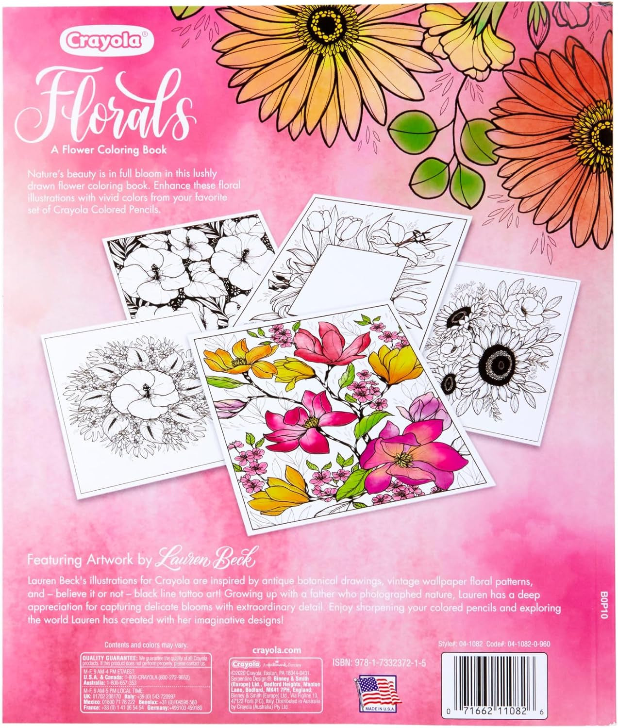 Floral Adult Coloring Book (40Pgs), Flower Adult Coloring Pages, Stress Relief Activity, Mindfulness Gift for Teens & Adults, 9+