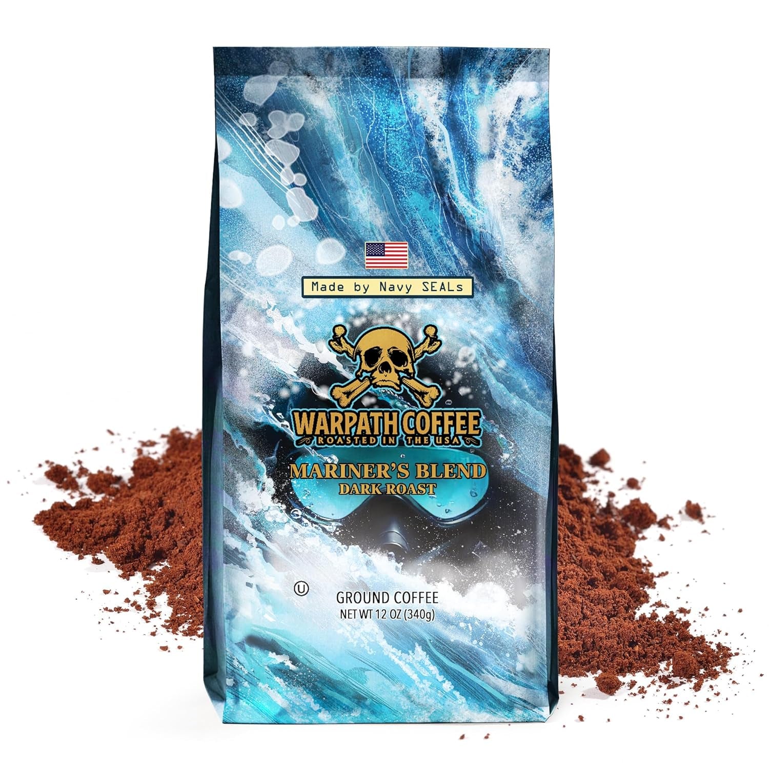 Mariner's Blend Dark Roast Coffee - High Caffeine Extra Strong 100% Arabica - Intense Full-Bodied Flavor - Crafted by Navy Seals - 12oz