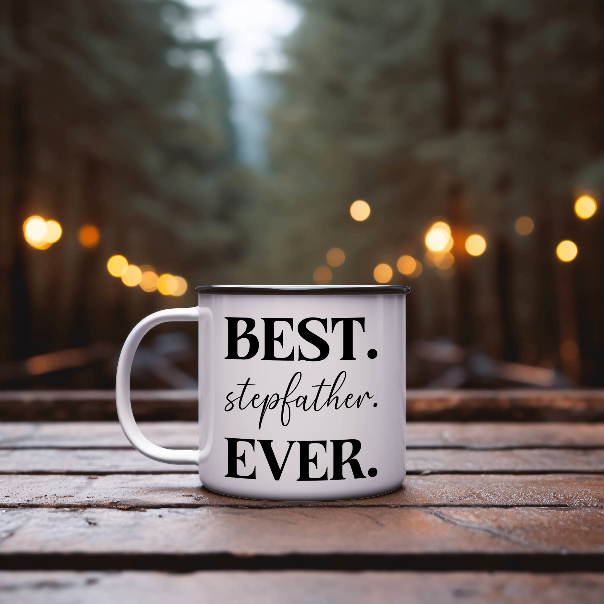 Best stepfather Ever Coffee Mug, stepfather Superlative 12oz White Enamel Camping Mug, Stainless Steel Mug Gift for stepfather