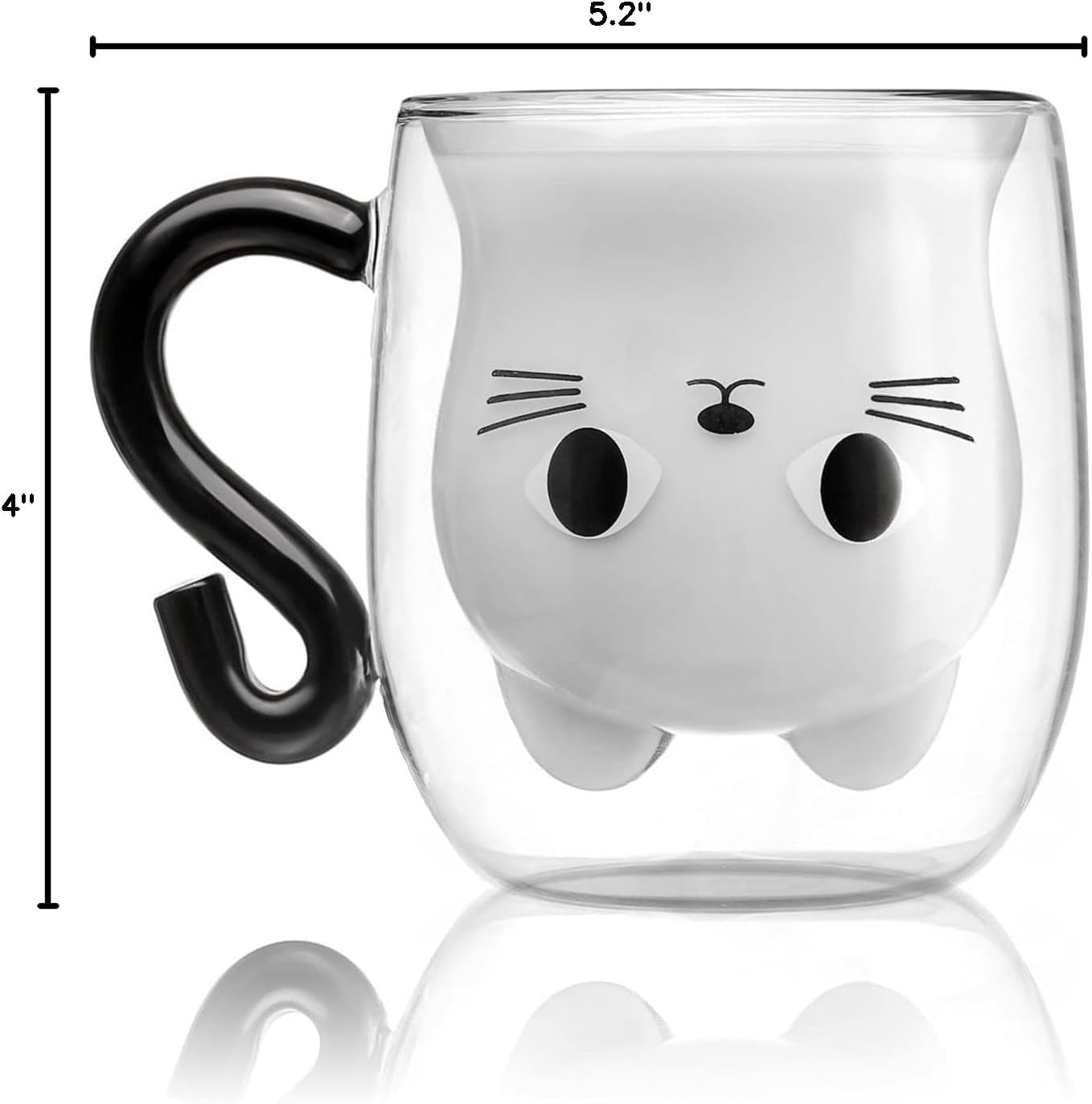 Cute Cat Double Wall Glass Coffee Mug – 8.5oz Insulated Tea & Coffee Cup Gift for Cat Lovers