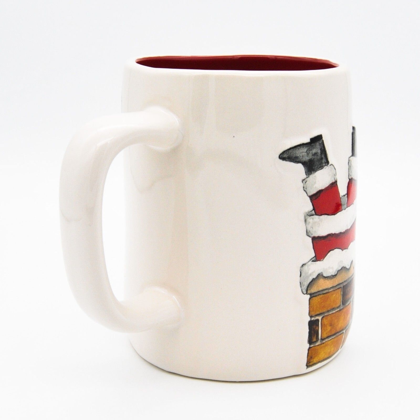 Rae Dunn Santa Mug, 16oz Ceramic Christmas Coffee Cup, Double-Sided Santa Mug