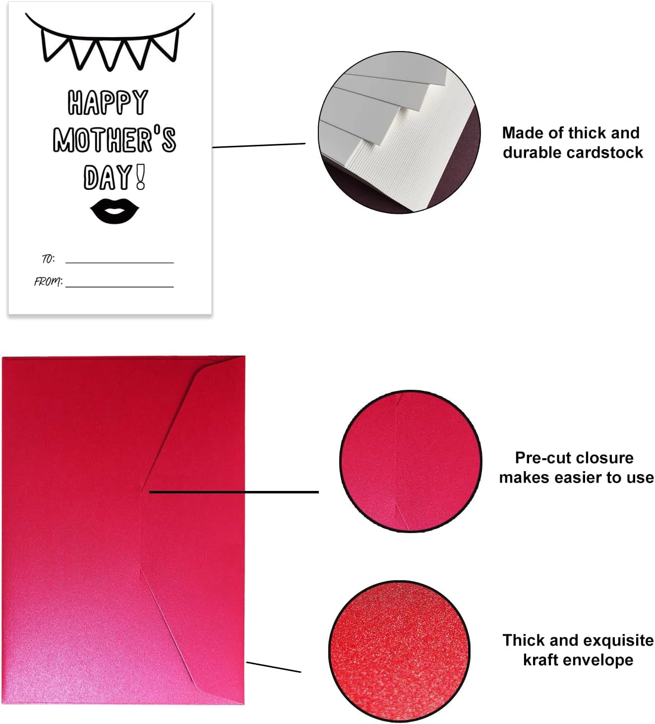 Fill in Blank Happy Mother’S Day Card from Son Daughter, Mother'S Day Craft for Kids, Fill in the Blank Card for Mom with Envelope