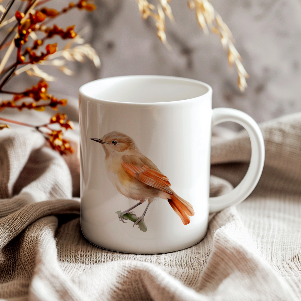 Bird Watching Mug, Rufous Hornero Song Bird Mug, 11oz or 15oz White Ceramic Coffee Mug Gift for Bird Watchers