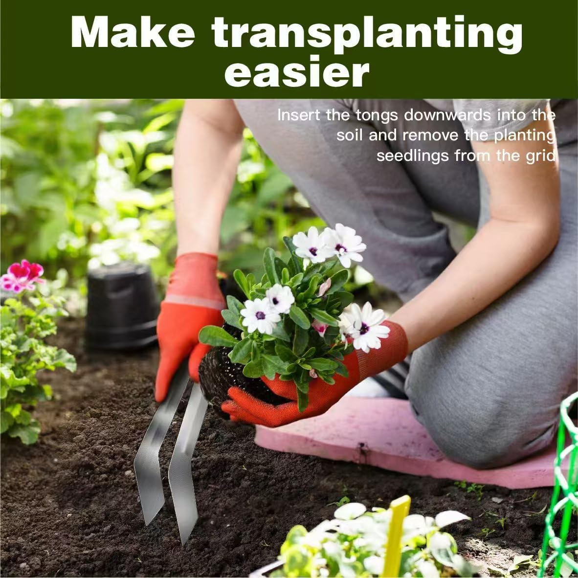 Seedling Transplanting Tongs,Small Seedling Tongs Transplanting Tool Horticultural Plant Transplants Protect Plant Roots to Minimize Damage (S/L 2Pcs)