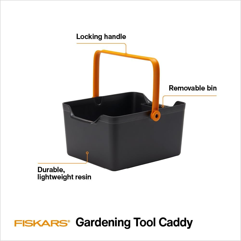 Fiskars Garden Tool Caddy with Removable Small Tool Storage for Indoor and Outdoor Gardening Use, Made with Recycled Plastic