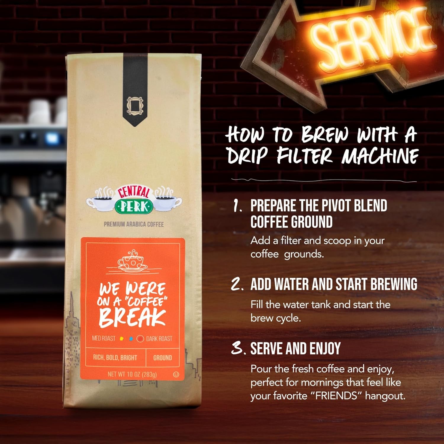 We Were on a Coffee Break Dark Roast Ground Coffee - Bold 100% Arabica Blend with Nutty, Smoky, Dark Chocolate & Caramel Flavors, 10Oz Bag
