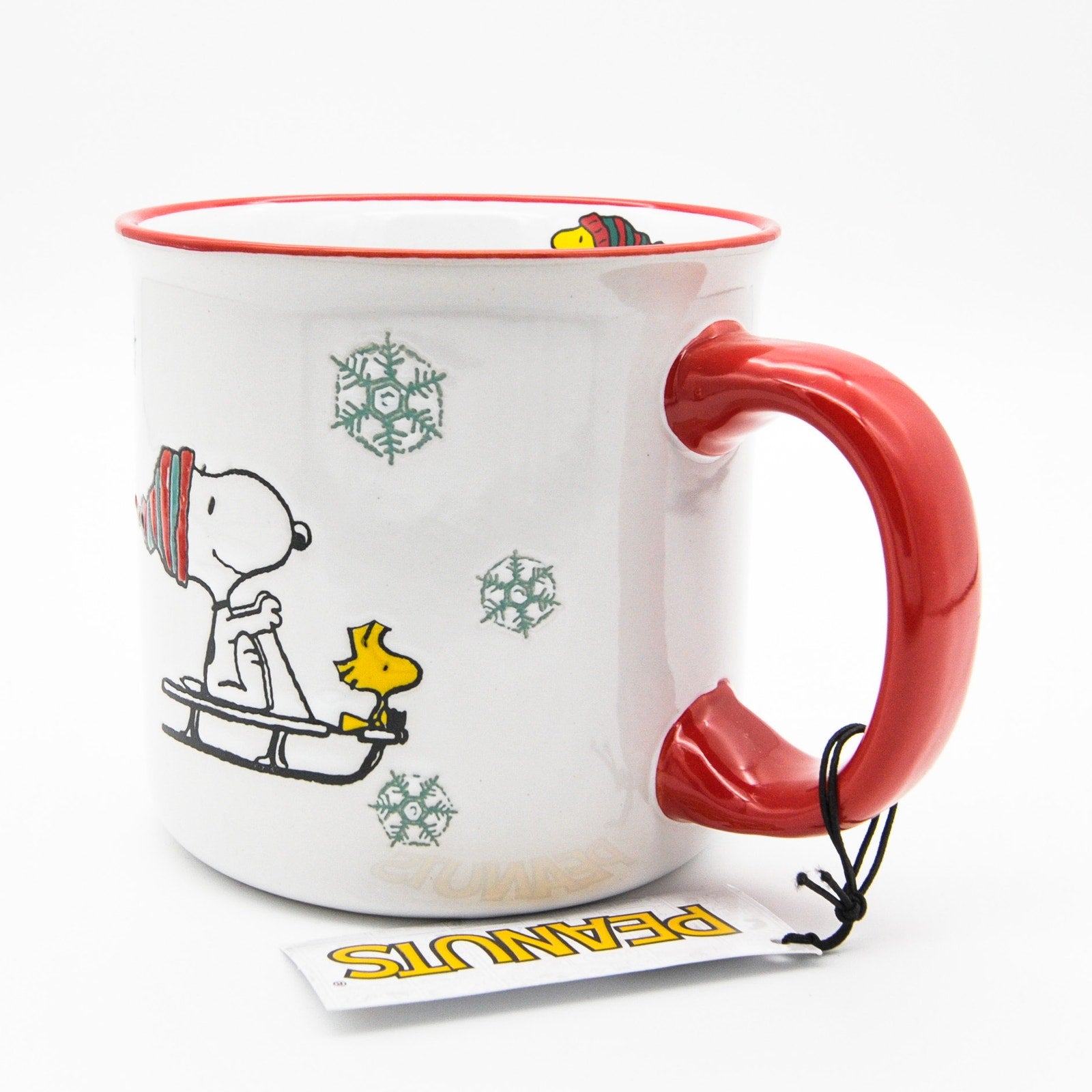 Peanuts Holiday Mug, Snoopy and Woodstock in Sleigh 20oz Ceramic Coffee Cup, Gift For Peanuts Collectors
