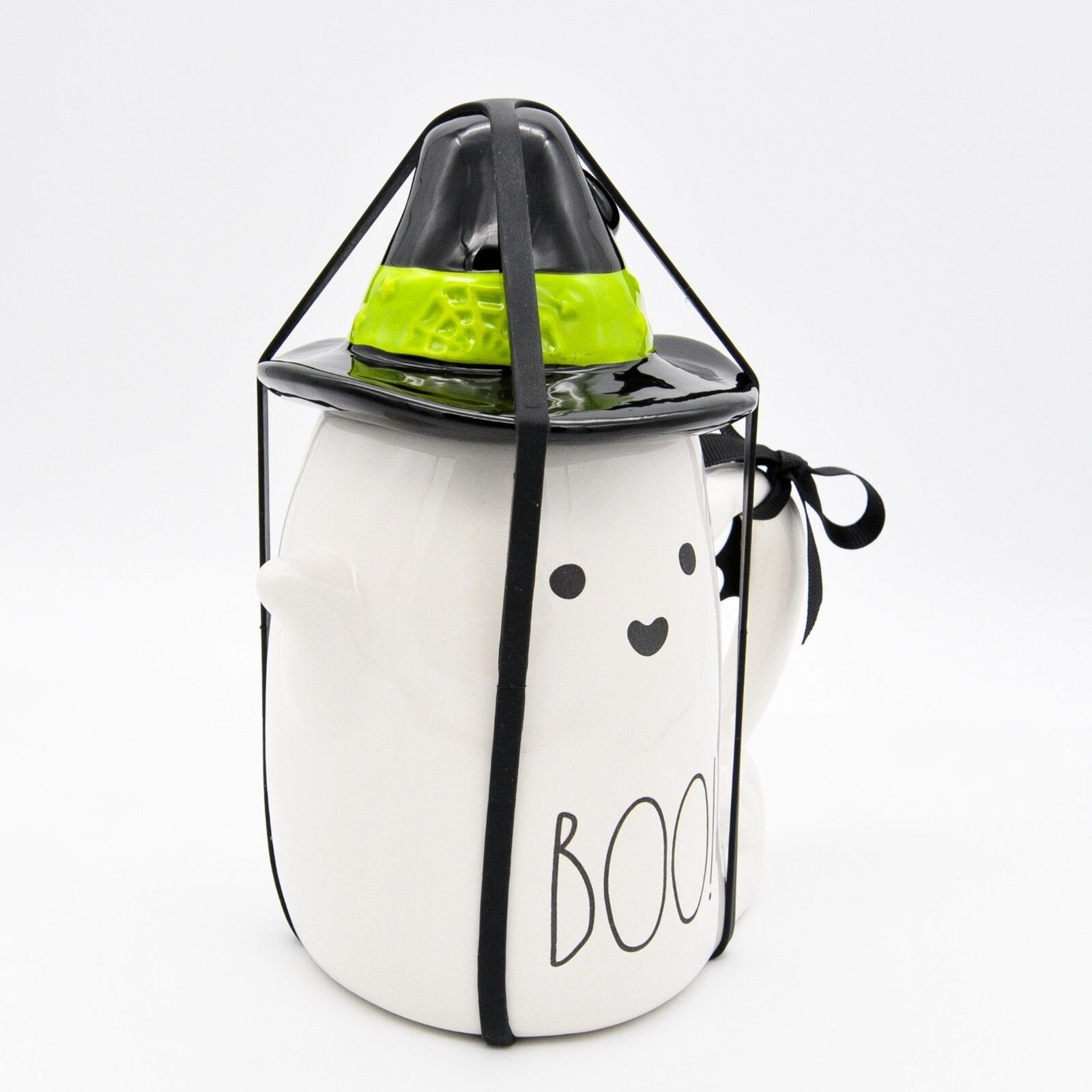 Rae Dunn Boo! Witch Mug, 16oz Ceramic Ghost Mug with Witch Hat Lid, Halloween