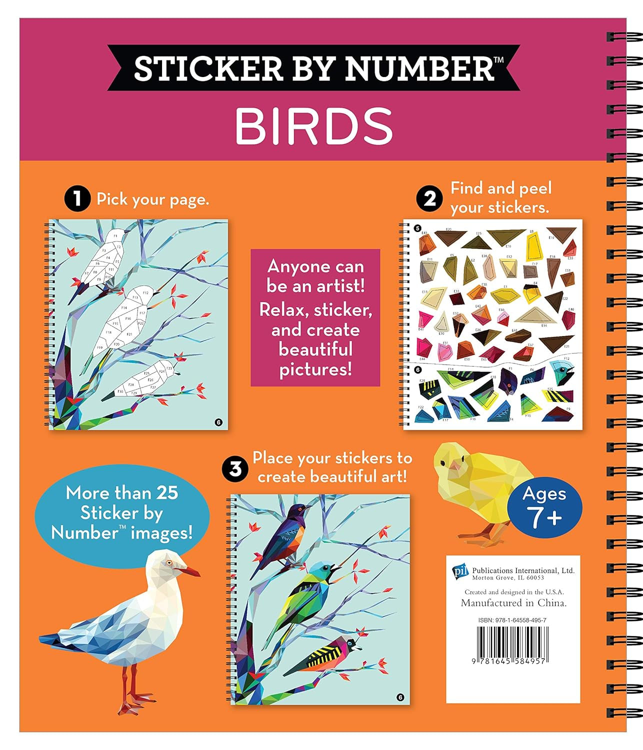 Brain Games - Sticker by Number: Birds (28 Images to Sticker)