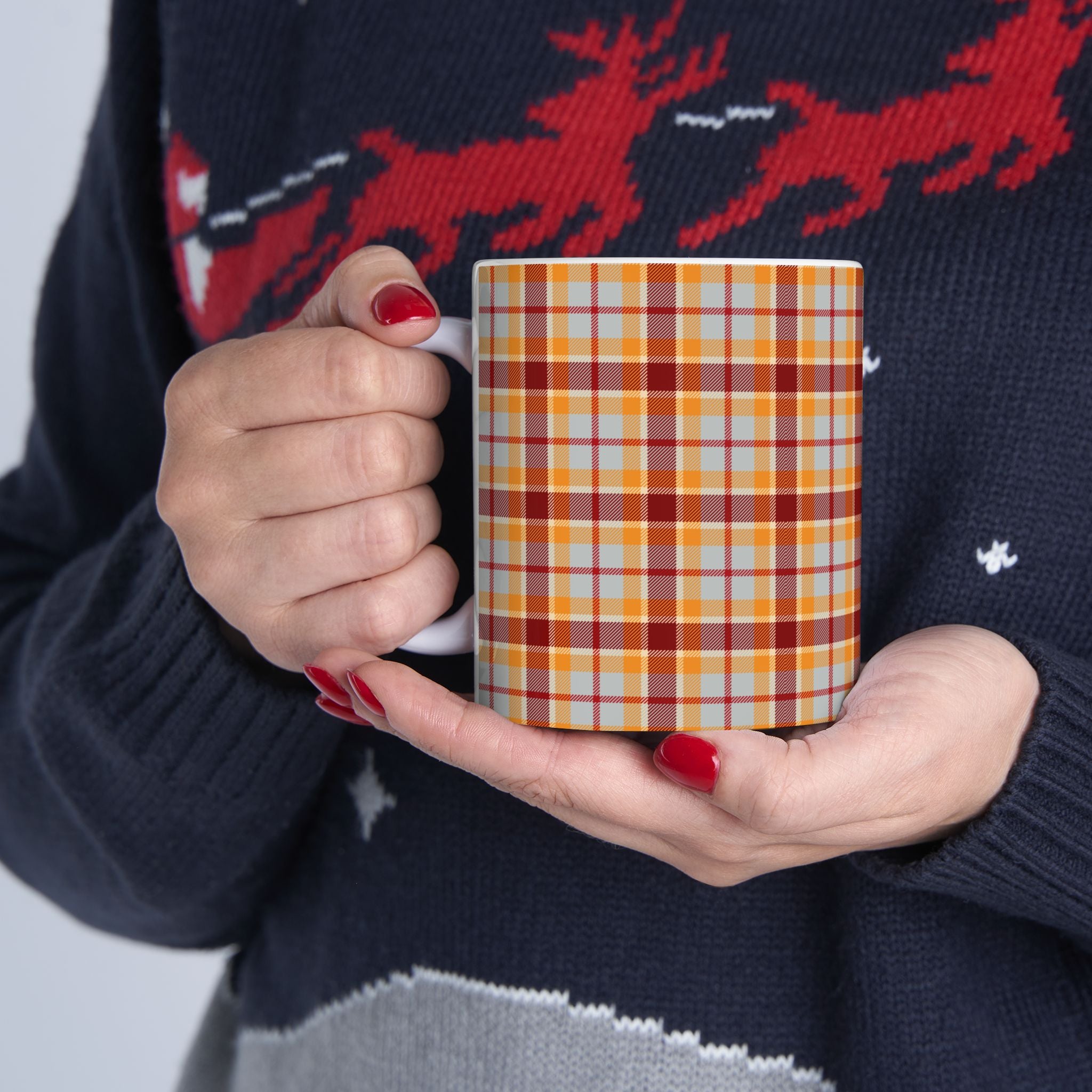 Holiday Plaid Ceramic Mug - Cozy and Stylish Drinkware for Every Occasion