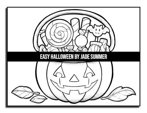 Easy Halloween: Large Print Designs for Adults and Seniors with 50 Simple Images to Celebrate Halloween! (Halloween Coloring Books)
