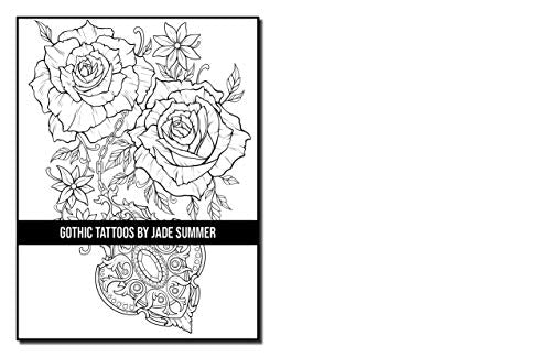 Gothic Tattoos: A Tattoo Coloring Book for Adults with Skulls, Animals, Flowers, and Dark Fantasy Scenes for Men and Women