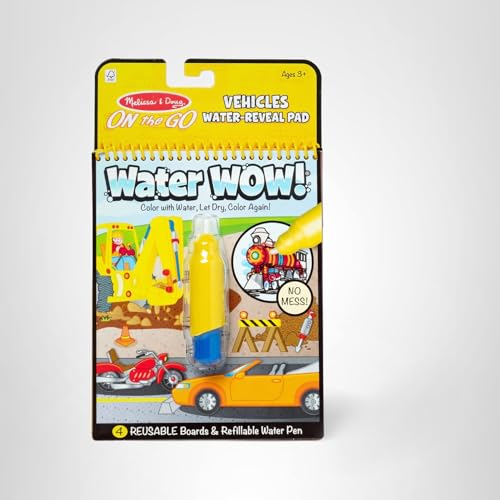 Melissa & Doug On The Go Water Wow! Mess Free Coloring Book, Reusable Water-Reveal Activity Pad, Vehicles, Travel Toys, Party Favors, for Toddlers & Kids Ages 3+ - FSC Certified