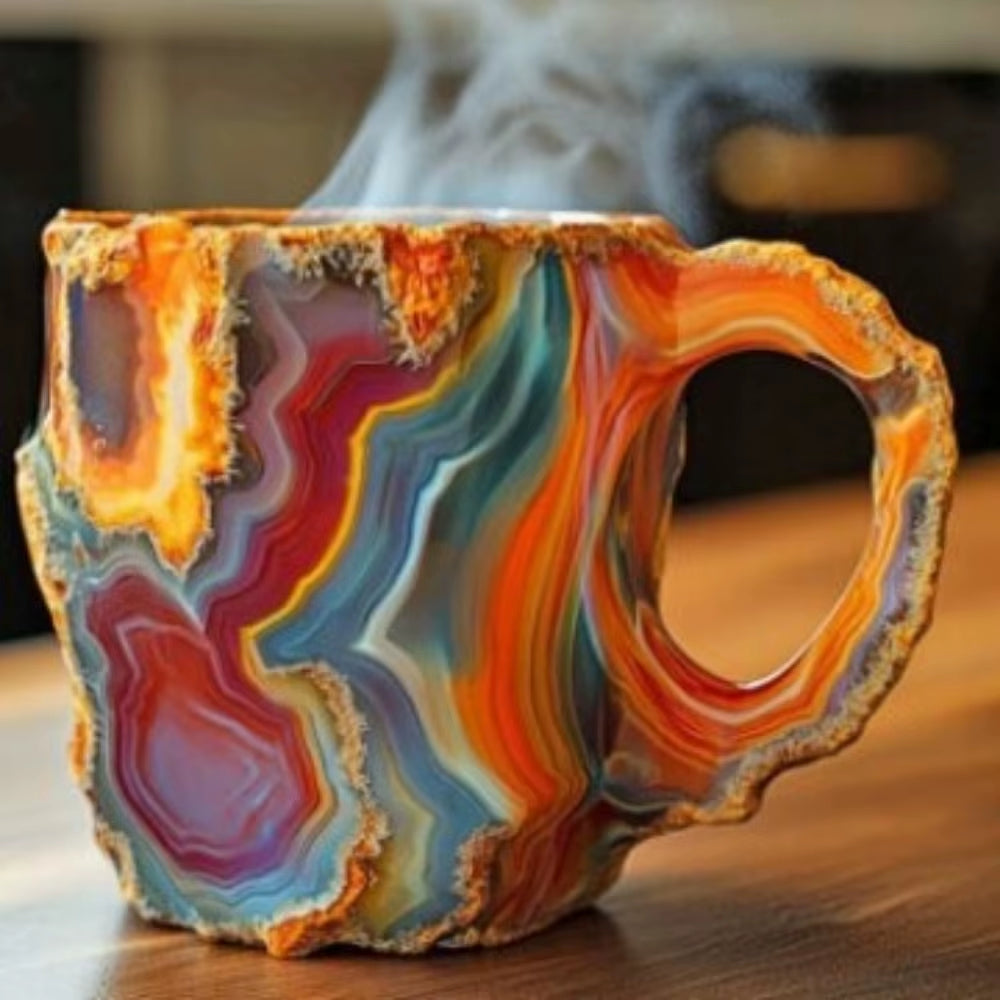 Mineral Crystal Coffee Mug – Resin Gemstone Style Cup