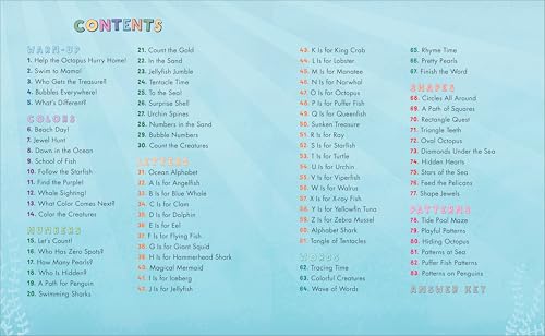 Ocean Animals Preschool Activity Book: 75 Games to Learn Letters, Numbers, Colors, and Shapes (School Skills Activity Books)