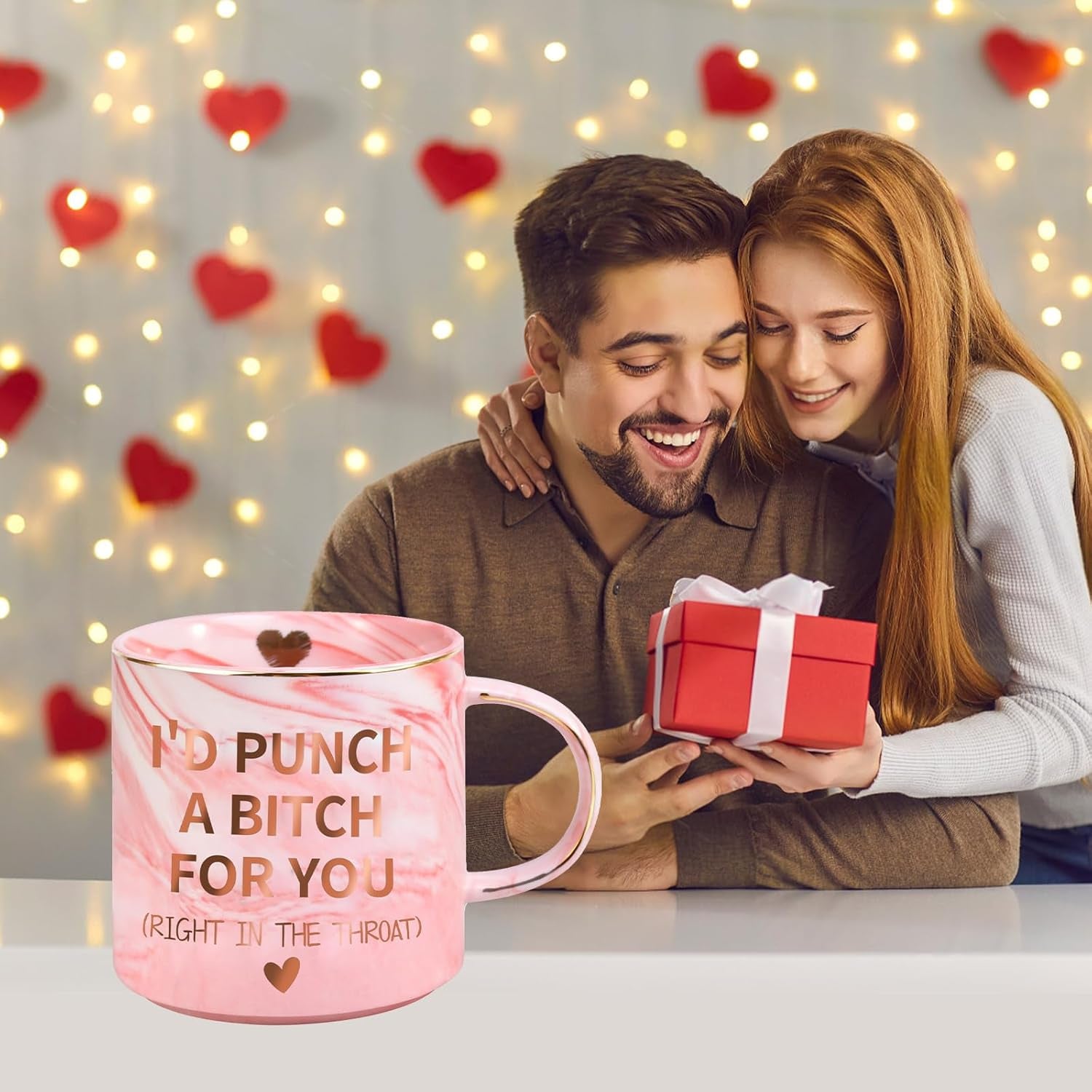 I'd Punch a Bitch for You Mug – Funny Pink Coffee Mug Gift